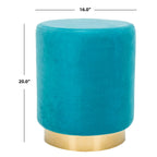 Pouf in velluto con base in ottone - blu navy/ottone