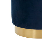 Pouf in velluto con base in ottone - blu navy/ottone