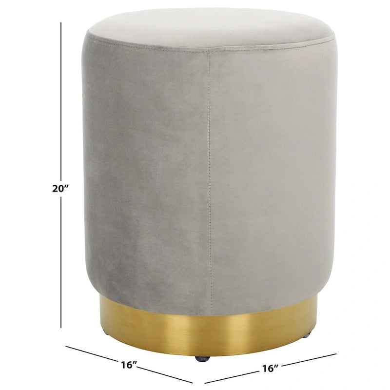 Pouf in velluto con base in ottone - blu navy/ottone