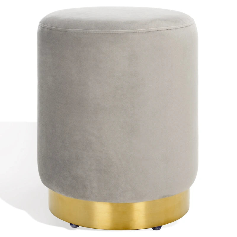 Pouf in velluto con base in ottone - blu navy/ottone