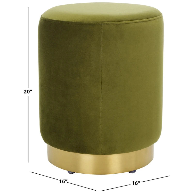 Pouf in velluto con base in ottone - blu navy/ottone