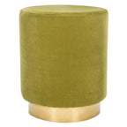 Pouf in velluto con base in ottone - blu navy/ottone
