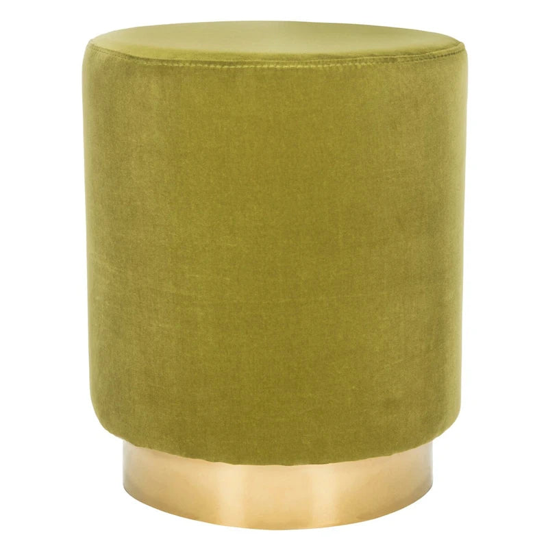 Pouf in velluto con base in ottone - blu navy/ottone