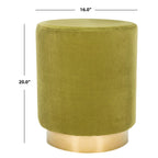 Pouf in velluto con base in ottone - blu navy/ottone