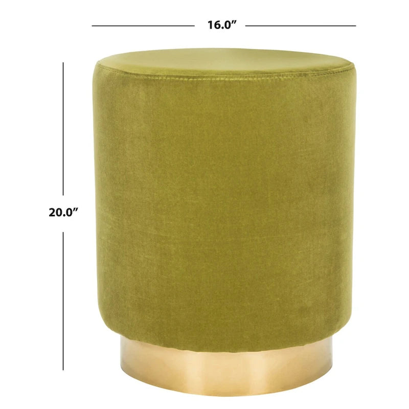 Pouf in velluto con base in ottone - blu navy/ottone
