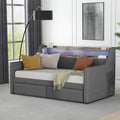 Moderno ed elegante divano letto singolo imbottito con contenitore e finiture borchiate