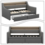 Moderno ed elegante divano letto singolo imbottito con contenitore e finiture borchiate