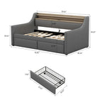 Moderno ed elegante divano letto singolo imbottito con contenitore e finiture borchiate