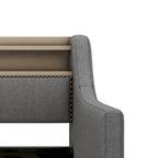 Moderno ed elegante divano letto singolo imbottito con contenitore e finiture borchiate