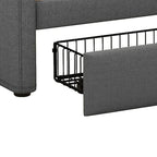 Moderno ed elegante divano letto singolo imbottito con contenitore e finiture borchiate