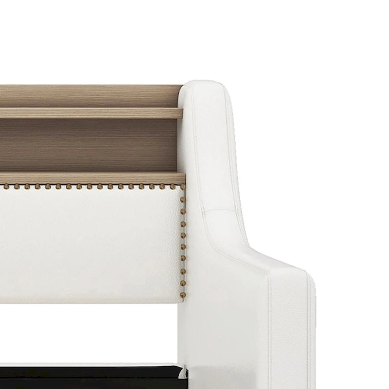 Moderno ed elegante divano letto singolo imbottito con contenitore e finiture borchiate