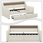 Moderno ed elegante divano letto singolo imbottito con contenitore e finiture borchiate