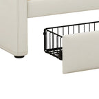 Moderno ed elegante divano letto singolo imbottito con contenitore e finiture borchiate