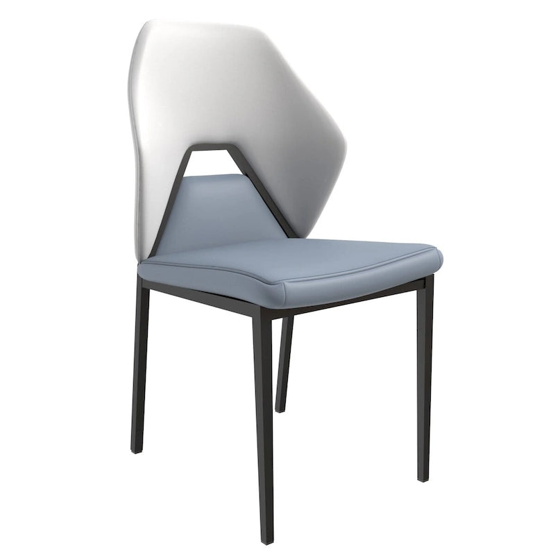 Sedia da pranzo in pelle con struttura in ferro nero, imbottita, moderna, per cucina