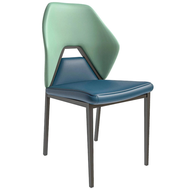 Sedia da pranzo in pelle con struttura in ferro nero, imbottita, moderna, per cucina