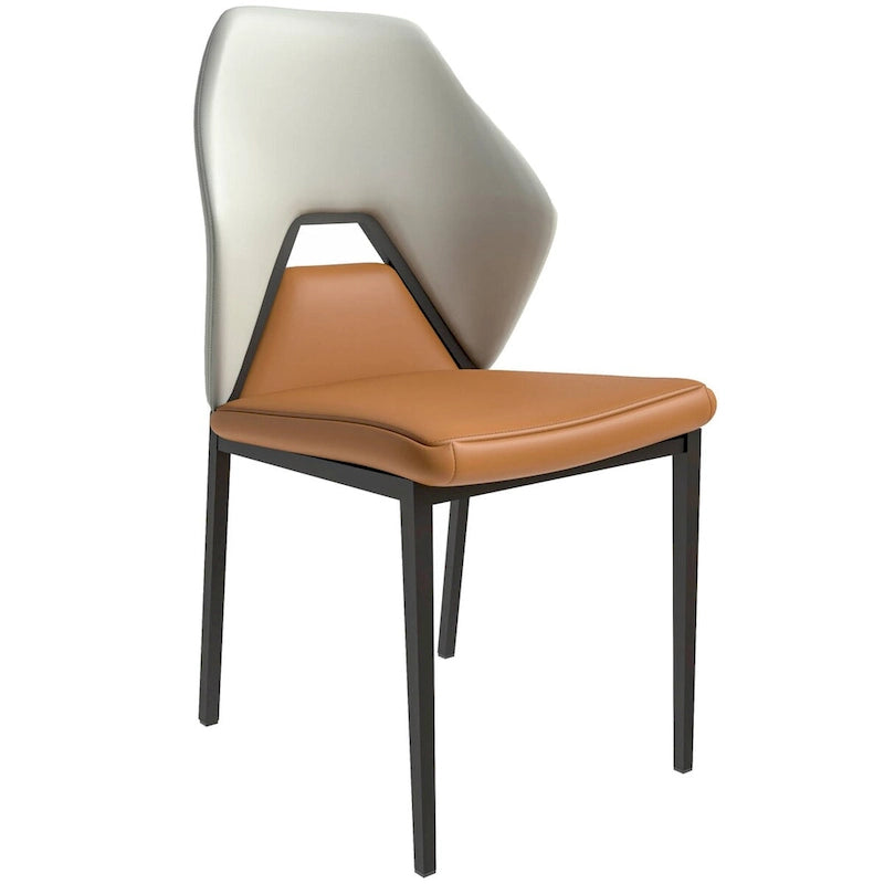 Sedia da pranzo in pelle con struttura in ferro nero, imbottita, moderna, per cucina