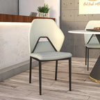 Sedia da pranzo in pelle con struttura in ferro nero, imbottita, moderna, per cucina