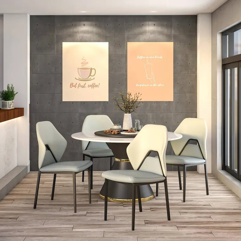 Sedia da pranzo in pelle con struttura in ferro nero, imbottita, moderna, per cucina