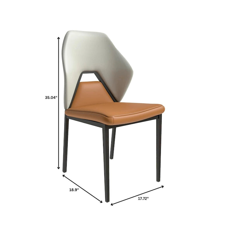 Sedia da pranzo in pelle con struttura in ferro nero, imbottita, moderna, per cucina