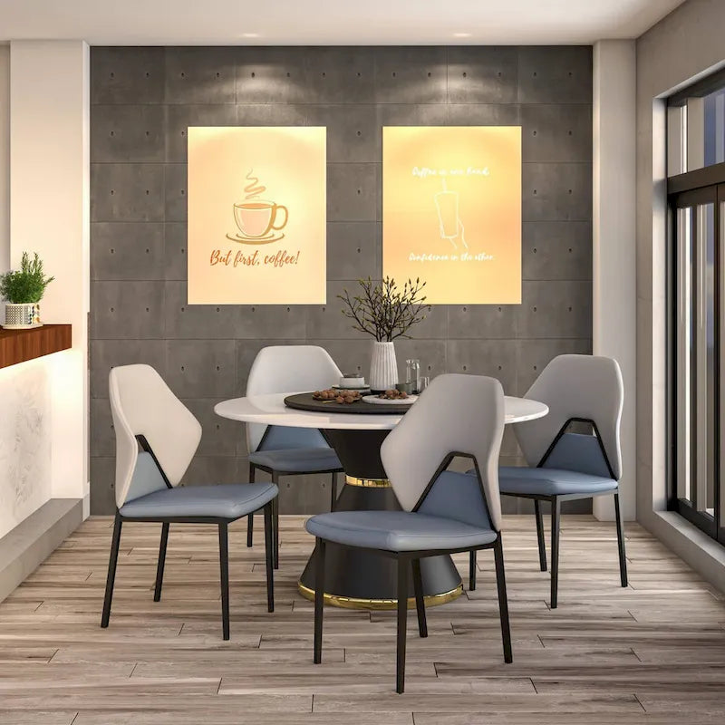 Sedia da pranzo in pelle con struttura in ferro nero, imbottita, moderna, per cucina