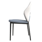 Sedia da pranzo in pelle con struttura in ferro nero, imbottita, moderna, per cucina