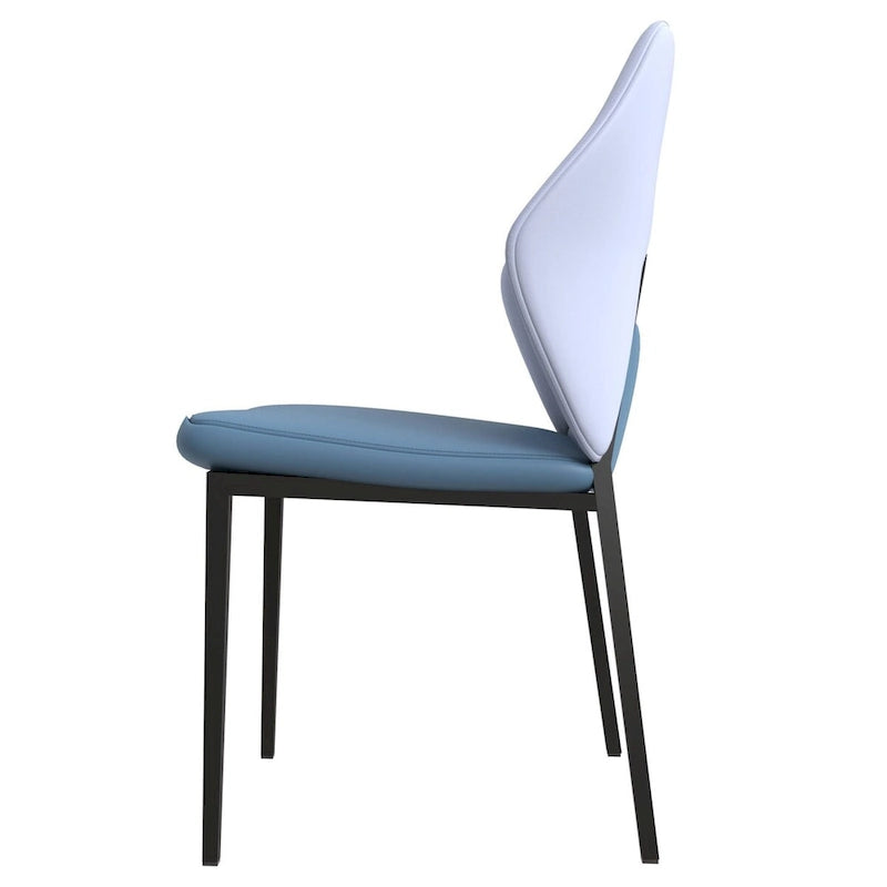 Sedia da pranzo in pelle con struttura in ferro nero, imbottita, moderna, per cucina