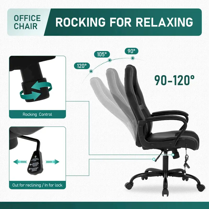 Sedia da ufficio ergonomica girevole moderna nera regolabile in altezza con massaggio lombare vibrante