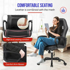 Sedia da ufficio ergonomica girevole moderna nera regolabile in altezza con massaggio lombare vibrante