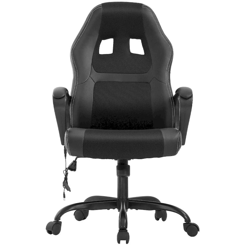 Sedia da ufficio ergonomica girevole moderna nera regolabile in altezza con massaggio lombare vibrante