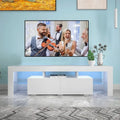 Mobile TV moderno fino a 70 pollici con 2 cassetti e ripiani, luci a LED - 160L x 35P x 45A cm