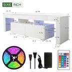 Mobile TV moderno fino a 70 pollici con 2 cassetti e ripiani, luci a LED - 160L x 35P x 45A cm